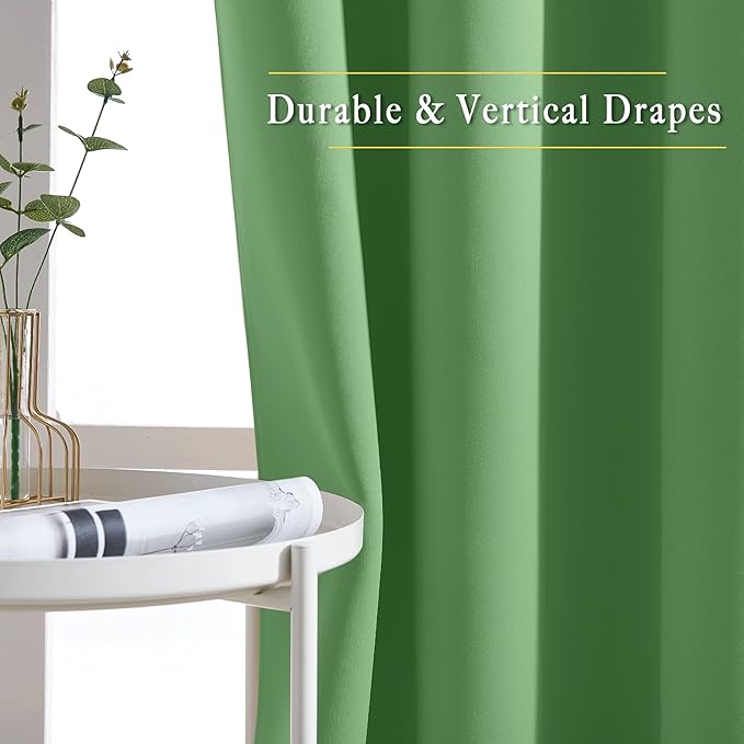 NICETOWN Insulated Blackout Curtains and Drapes - Energy Saving Thermal Insulated Solid Grommet Blackout Draperies for Sliding Glass Door/Patio (1 Pair, W80 x L84, Forest Green)