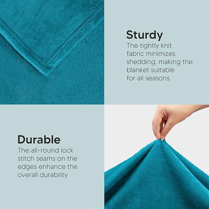 Utopia Bedding Fleece Blanket Twin Size Turquoise 300GSM Luxury Anti-Static Fuzzy Soft Microfiber Bed Blanket (60x80 Inch)
