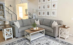 PHI VILLA Farmhouse Coffee Table for Living Room, White Coffee Tables with Storage Rustic Style Modern