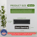 Modern Air Vent Cover 12x2 (Duct Opening) - Decorative Black Aluminum Linear Slot Diffuser for Wall, Ceiling, Floor Register - Quiet Operation HVAC Grille for Home with Adjustable Airflow