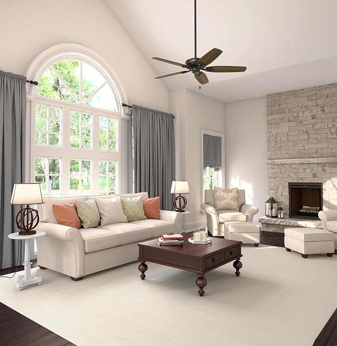Hunter 52 inch Indoor Ceiling Fan No Light with Pull Chain - Bronze Ceiling Fan without Light, Standard Mount, 5 Blades, For Bedroom, Living Room, or Kitchen - Builder Elite 53242, New Bronze
