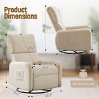 360° Rocking Chair, Nursery Rocker Chair with Side Pockets, Glider Nursing Chair with Steel Structure Base, Small Chair for Small Spaces, Sherpa Swivel Accent Chairs for Living Room, Nursing