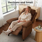 Recliner Chair, Reading Chair for Adults with Side Pockets, Recliners with Padded Deep Seat, Small Recliners for Small Spaces, Linen Fabric Comfy Chair for Bedroom, Living Room, and RV