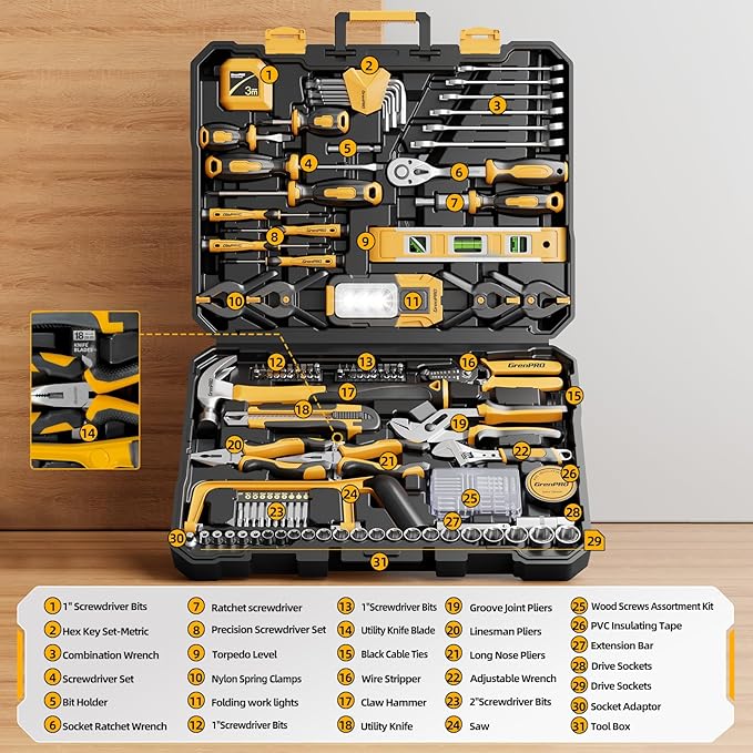 239PCS Tool Set Tool Kit For Home, Basic Household Automotive Motorcycle Car Tool Kits, Portable Plastic Mechanics Tools Boxes Sets With Organizers And Storage Case For Men Women All Purpose