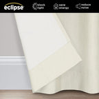 Eclipse Extra Wide Grommet Curtain, Kendall Sliding Patio Door Curtain Panel, Solid Textured Thermal Insulated and Noise Reducing Curtains, (1 Panel), 84 in Long x 100 in Wide, Ivory
