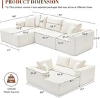 110” Cloud Sectional Couch, Modular Sectional Sofa for Living Room, Boneless Sofa with Deep Seat, Comfy Fluffy Couch with L-Shaped Chaise, No Assembly Required (Left-Facing Chaise, Beige)