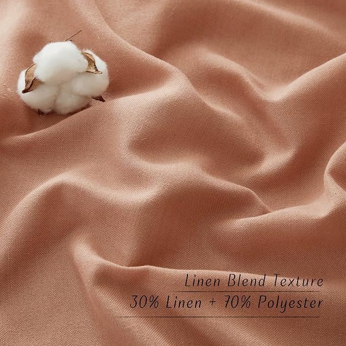 NICETOWN Flax Linen Terracotta Curtains for Bedroom, Grommet Thick Flax Semi Sheer Elegant & Casual Drapes Privacy Assured with Light Filtering for Girls Princess Room, W55 x L84, 2 Pieces