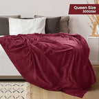 Utopia Bedding Fleece Blanket Queen Size Burgundy 300GSM Luxury Anti-Static Fuzzy Soft Microfiber Bed Blanket (90x90 Inch)
