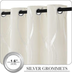 NICETOWN Bedroom Curtains Small Blackout Panels, Beige, Set of 2, 42 by 40 Inch, Window Treatment Thermal Insulated Solid Grommet Blackout Wave Line Foil Print Design Curtains for Kitchen, Cafe, Loft