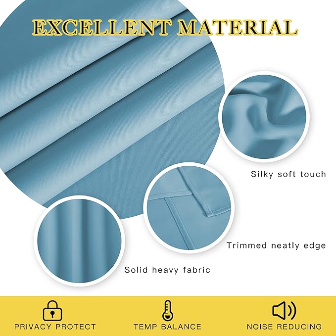 NICETOWN Blackout Curtains for Sliding Glass Door Room Divider Noise Reduce Curtain Panel Portable Window Screen Sliding Partition, W100 x L102 inches, 1 Panel, Teal Blue