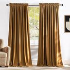 NICETOWN Gold Brown Velvet Curtains (2 Panels, 52-inch Wide x 108-inch Long), Luxury and Soft Thermal Insulated Velvet Curtains for Film, Extra Long Window Drapes for Large Door Windows