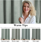 H.VERSAILTEX 100% Blackout Curtains for Bedroom Thermal Insulated Linen Textured Curtains Heat and Full Light Blocking Drapes Living Room Curtains 2 Panel Sets, Green Bay, 52x54 Inch
