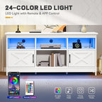 YITAHOME TV Stand for 65 Inch TVs, Entertainment Center with Storage Cabinets, Power Outlet & LED Light, Media Console Living Room Furniture, White