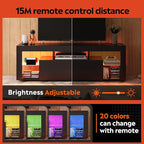 WLIVE TV Stand with LED Lights & 2 Large Storage Drawers, Modern Entertainment Center for 32/43/50/55/60 Inchs TVs, Sturdy TV Console for Living Room, Bedroom(Black)