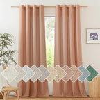 NICETOWN Thick Linen Textured Curtains for Large Windows, Grommet Privacy with Light Filtering Flax Linen Blend Drapes for Bedroom/Living Room, Terracotta, W55 x L108, Set of 2