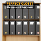 SpaceAid 12 Pack Bed Sheet Organizers and Storage, Foldable Sheet Organizer for Linen Closet, Set Folder Keeper with Window XL (Queen & King Size) Bedding Container (Black)