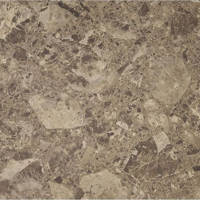 Nexus Self Adhesive 12-Inch Vinyl Floor Tiles, 20 Tiles - 12'' x 12'', Emporador Marble Peel & Stick, DIY Flooring for Kitchen, Dining Room, Bedrooms Bathrooms by Achim Home Decor, Taupe and Brown