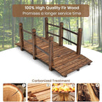 HAPPYGRILL 5FT Wooden Garden Bridge, Decorative Pond Landscaping Bridge with Classic Arc Footbridge & Double Safety Railings, Garden Bridges for Outdoors, Backyard, Garden Farm (Brown)