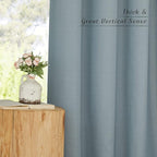 NICETOWN Thick Linen Stone Blue Curtains 108 inch Long for Living Room, Grommet Semi Sheer Linen Blend Curtains & Drapes Privacy Added with Light Filtering for Bedroom, W55 x L108, 2 Panels