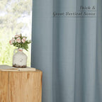 NICETOWN Linen Curtains 96 inches Long for Living Room, Grommet Semi Sheer Drapes Linen Weave Window Treatments Privacy Added with Light Filtering for Bedroom, Stone Blue, W34 x L96, 2 Panels