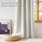 NICETOWN Faux Linen Natural Blackout Curtains 84 inches Long for Living Room - Privacy Panels for Bedroom, Modern Farmhouse Style Easy Care Grommet Top, 2 Panels, W52 by L84