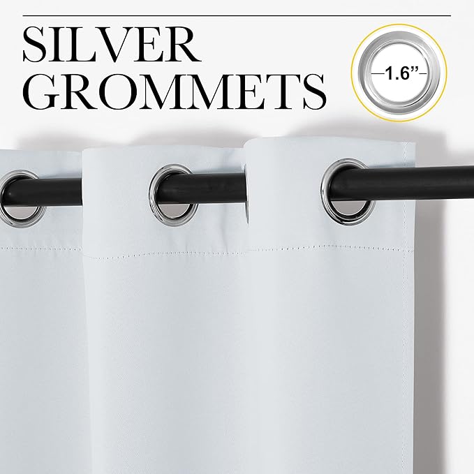 NICETOWN Window Treatment Thermal Insulated Grommet Room Darkening Curtains Drapes for Bedroom(2 Panels,42 by 63,Platinum-Greyish White)