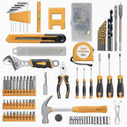 Tool Set - Tool Kit with 8V Cordless Drill, 132 Piece Tool Box with Drill, Home Tool Kits for Men & Women, Hand Drill Set Perfect for Homeowner, Diyer, Handyman-Yellow