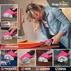 SnapFresh Cordless Electric Scissors, 4V Rechargeable Electric Box Cutter for Cardboard Boxes, Carpet & Paper, Rotary Cutter for DIY Projects, Safety Box Cutter with Battery & Type-C Cable (Hot Pink)