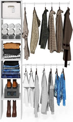Furinno FANO Closet Organizers and Storage, 5-Tier Closet Storage Organizer with 2 Hanging Bars, Wardrobe Closet Shelf Towers, Adjustable Shelves, for Wardrobe, Bedroom, Living Room, White