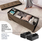 Storage Ottoman Bench with Bins, 43-in Storage Bench for Bedroom End of Bed, Folding Foot Rest Ottoman for Living Room Max 660lbs, Velvet Ottomans, Brown
