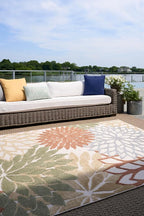 Nourison Home Aloha Indoor/Outdoor Ivory Multicolor 6' x 9' Area Rug, Easy Cleaning, Non Shedding, Bed Room, Living Room, Dining Room, Backyard, Deck, Patio (6x9)