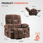Power Lift Recliner Chair for Elderly with Vibration Massage and Lumbar Heating, Electric Lift Recliner Single Sofa with Side Pocket, Two Cup Holders and USB Charge Port for Living Room