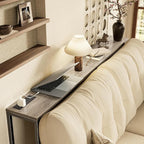 SUPERJARE Console Table with Outlet, 63 Inch Sofa Table with Charging Station, Narrow Hallway Entryway Table, Behind Couch Table, for Living Room, Oak