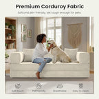 78.8" Convertible Sofa Bed,Corduroy Futon Couch with Storage Pocket,Folding Pull Out Futon Sofa,No Assembly Boneless Couch for Living Room, White | futon sofa bed, sofa, couch, loveseat, convertible sofa, boneless couch