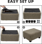 CAROLMADE Small Foot Stool Ottoman Footstool with Legs Under Desk Footrest for Living Room Bedroom and Office, Soft Coffee