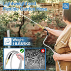 SPECILITE 25 FT Garden Hose, 304 Stainless Steel Metal Heavy Duty Flexible Water Pipe, Kink Free, Durable, Lightweight for Yard, Outdoor with Rubber Grip