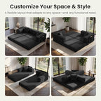 78.8" Convertible Sofa Bed,Corduroy Futon Couch with Storage Pocket,Folding Pull Out Futon Sofa, No Assembly Boneless Couch for Living Room,Black