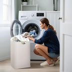 STORAGE MANIAC 2-Pack Large Laundry Hamper, 80L (21.1 Gal) Collapsible Laundry Basket with Bamboo Handles, Freestanding Waterproof Clothes Hamper for Laundry Room, Bedroom, Dorm, Towels, Toys, Beige