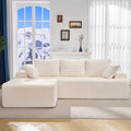 Modular Sectional Sofa Couches L-Shape Couch 3 Seat Modular Sofa Memory Foam Sectional Couches for Living Room, Cloud Couch with Oversized Chaise (White Stripe, 96" Left Facing Chaise)
