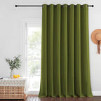 NICETOWN Blackout Curtains for Sliding Glass Door Room Divider Noise Reduce Curtain Panel Portable Window Screen Sliding Partition, W100 x L102 inches, 1 Panel, Olive Green