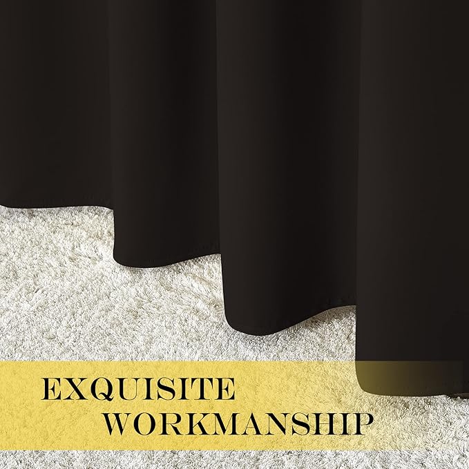 NICETOWN Patio Blackout Curtain Panels - Extra Wide Sliding Door Thermal Insulated Drape, Privacy Room Divider Curtain for Bedroom Office (Toffee Brown, 66 x 118 Inch Long)