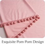 NICETOWN Blush Pink Short Velvet Curtains with Cute Pom-Pom Trim for Nursery 63 inch Long – Luxury Room Darkening Drapes Light Filtering Window Treatment for Girls, 52" W x 63" L, 2 Panels