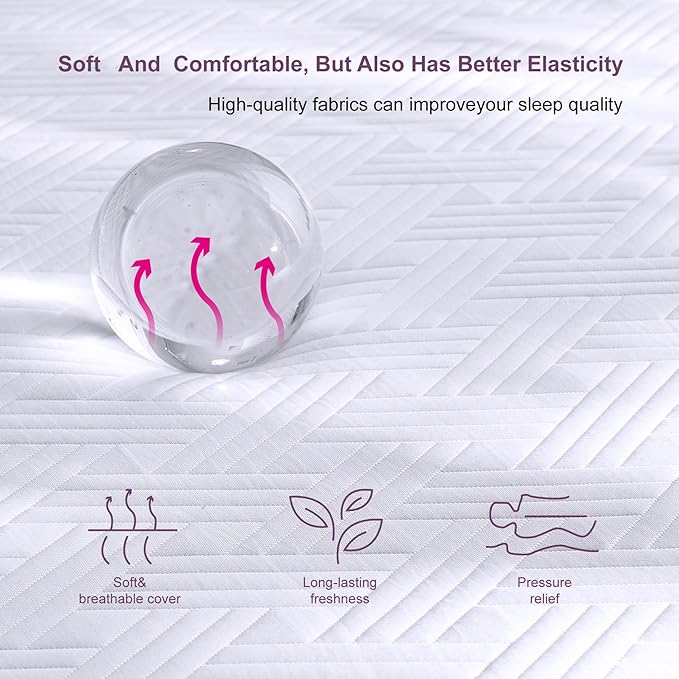 Twin Size Mattress, 10 Inch Gel Memory Foam Mattresses, Medium Firm for Cool Sleeping, Pressure Relief, Easily Replaceable,CertiPUR-US Certified Colchón in a Box