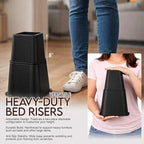 Utopia Bedding Bed Riser, 3 & 5 Inches Adjustable Furniture Risers for 8 Inch Combined Furniture Lift, Under Bed Storage & Dorm Room Essential, Supports Up to 1,300 lbs (4 Set, Black)