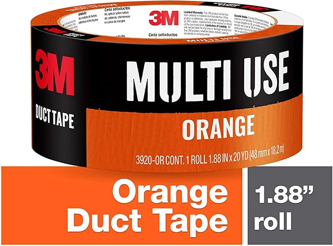 3M Multi-Use Colored Duct Tape, Orange with Strong Adhesive and Water-Resistant Backing, Multi-Surface Duct Tape for Indoor and Outdoor Use, 1.88 Inches x 20 Yards, 1 Roll (3920-OR) (Pack of 2)