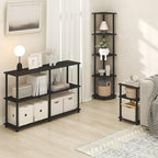 Furinno Turn-N-Tube Side Table, 3-Tier End Table with Open Shelf, Toolless Assembly Night Stand, Bedside Table, for Living Room, Bedroom, Dark Americano
