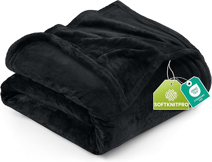 Utopia Bedding Fleece Blanket Full Size Black 300GSM Luxury Fuzzy Soft Anti-Static Microfiber Bed Blanket (90x84 Inch)