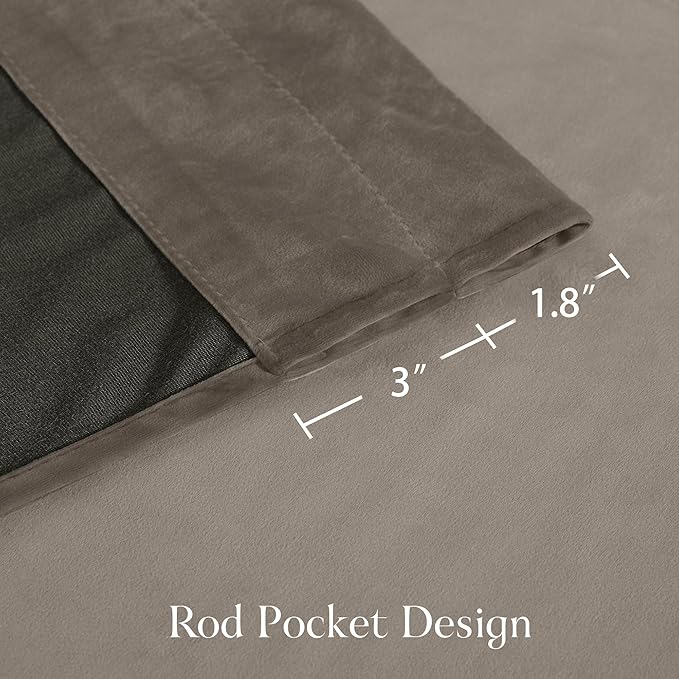 NICETOWN Taupe Velvet Curtains 84 inches Long - Blackout Curtains for Living Room, Thermal Insulated Cat Proof Panels Soft Luxury Home Decor for Bedroom, W52 x L84, 2 Panels