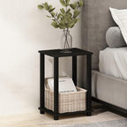 Furinno Simplistic Night Stand, 2-Tier Small Nightstand with Open Shelf, Toolless Assembly Bedside Table, End Table, Side Table, for Bedroom, Closet, Dorm, Espresso