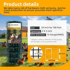24in x 100ft Green Hardware Cloth 2x3 inch 16Ga PVC Coated Wire Mesh Vinyl Coated Fence, Welded Metal Chicken Wire Fencing Roll, Garden Plant Fencing, for Chicken Coop and Home Improvement